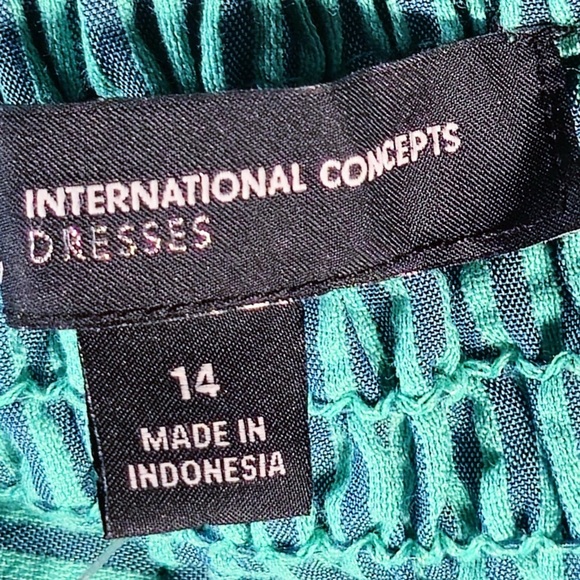 NWT INC Womens Smocked Calf Midi Dress sz 14 - Picture 5 of 9